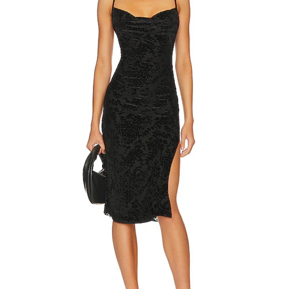 MORE TO COME Dena midi dress in black size XS